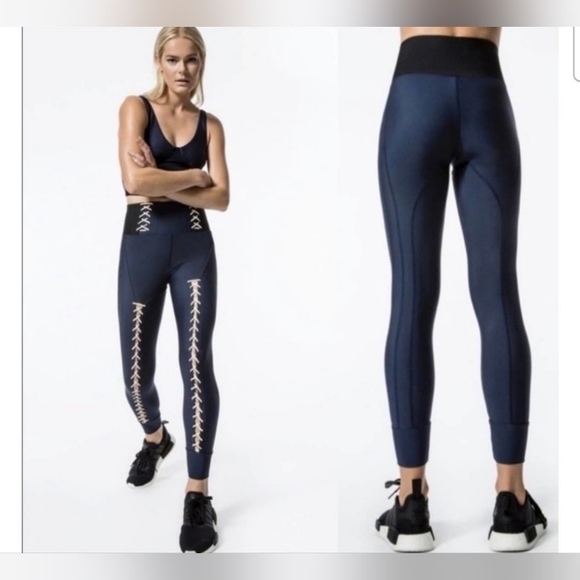 Jonathan Simkhai Pants - Jonathan Simkhai Carbon 38 Womens Leggings Size Medium Blue Lace Up High Waisted